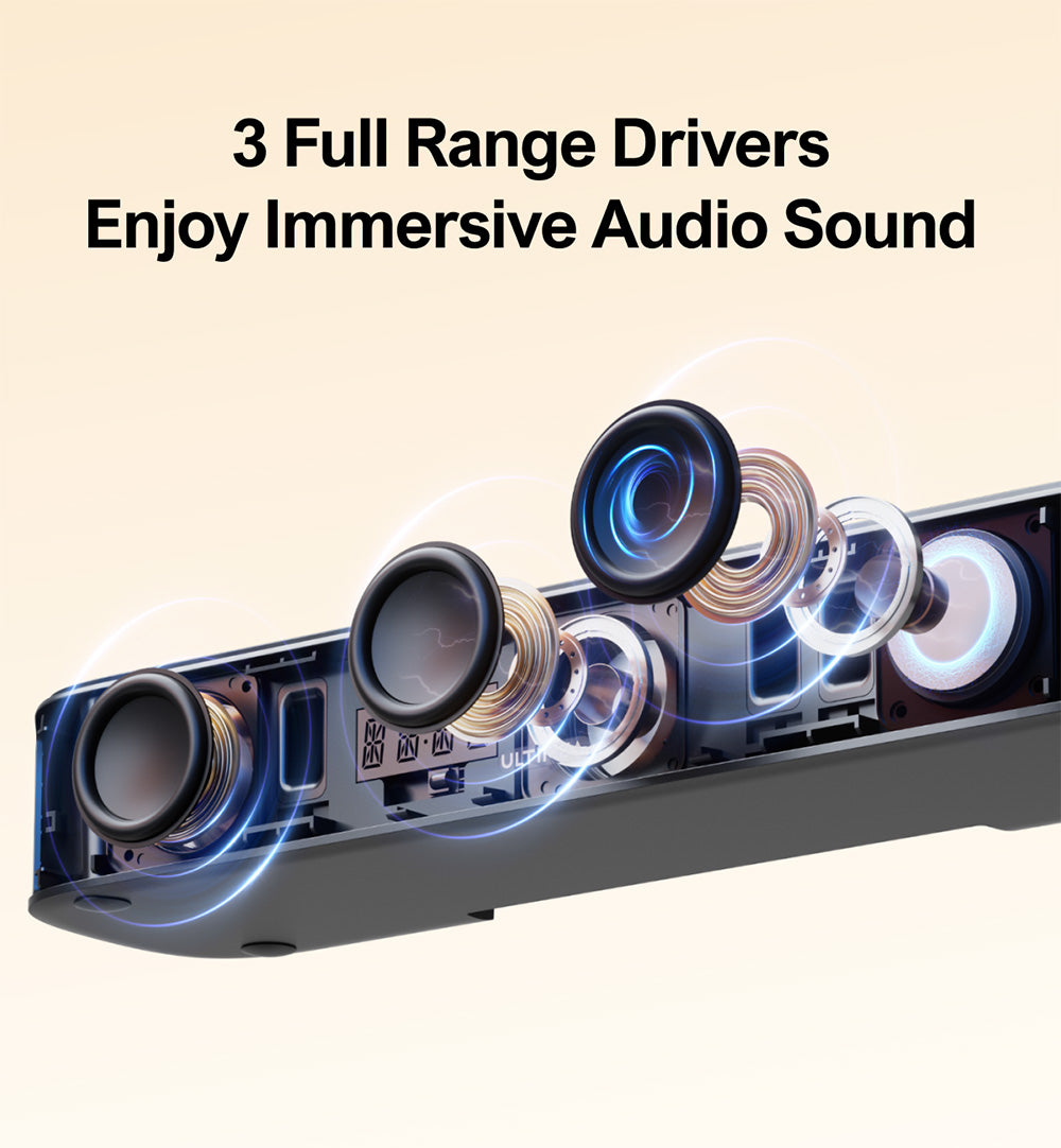 Ultimea Aura A40 Soundbar Subwoofer Speaker Kit, 7.1 Channel, App Control, 10 Bands Equalizer Settings, 121 Preset EQ Matrices, Bluetooth 5.3, 330W Peak Power
