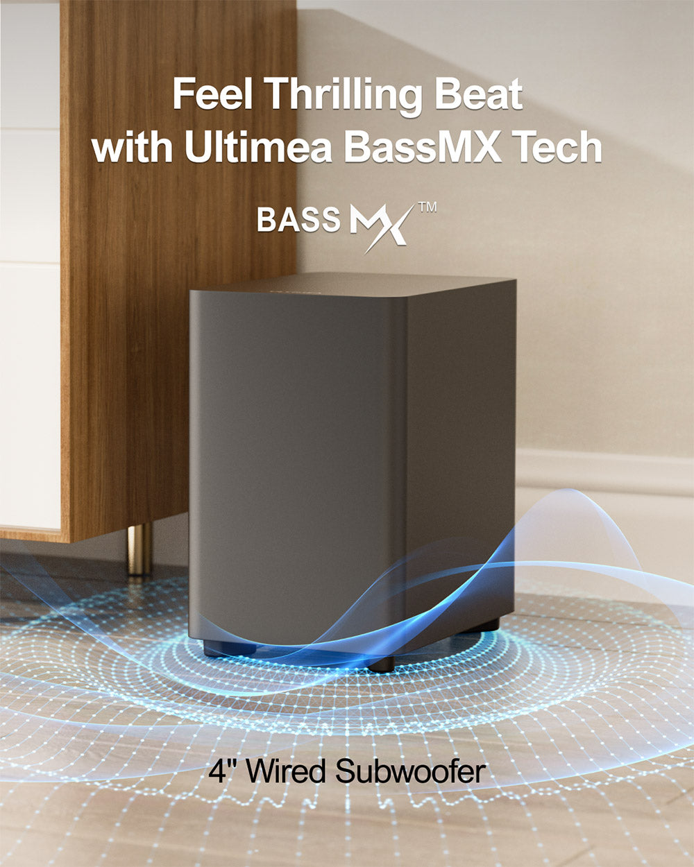 Ultimea Aura A40 Soundbar Subwoofer Speaker Kit, 7.1 Channel, App Control, 10 Bands Equalizer Settings, 121 Preset EQ Matrices, Bluetooth 5.3, 330W Peak Power