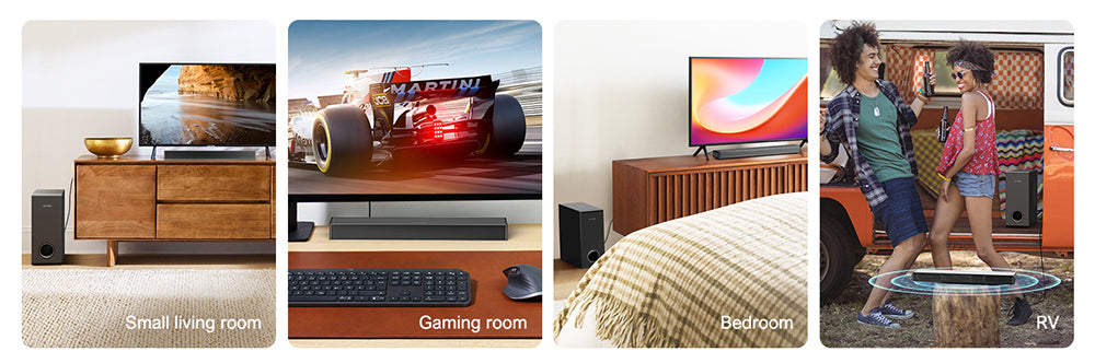 ULTIMEA Nova S40 Soundbar with Wired Subwoofer, 2.1 Channel, Remote Control, Movie/Music/Game Mode, ARC/Optical/AUX/USB/Bluetooth 5.3 Connection, for TV PC Gaming