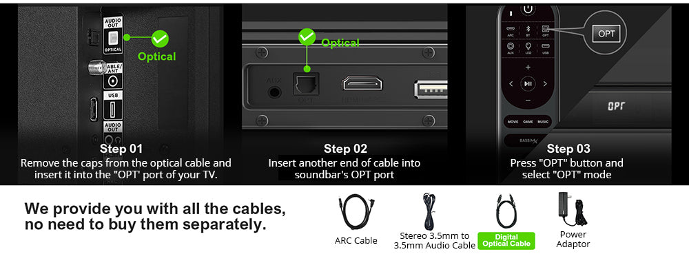 ULTIMEA Nova S40 Soundbar with Wired Subwoofer, 2.1 Channel, Remote Control, Movie/Music/Game Mode, ARC/Optical/AUX/USB/Bluetooth 5.3 Connection, for TV PC Gaming