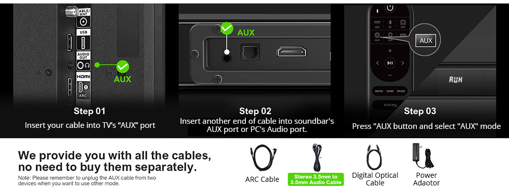 ULTIMEA Nova S40 Soundbar with Wired Subwoofer, 2.1 Channel, Remote Control, Movie/Music/Game Mode, ARC/Optical/AUX/USB/Bluetooth 5.3 Connection, for TV PC Gaming