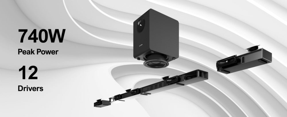 Ultimea Nova S90 7.1.4 Soundbar Subwoofer Speaker Kit, Dolby Atmos, 740W Peak Power, 4K HDR Pass-through, 6 Equalizer Modes