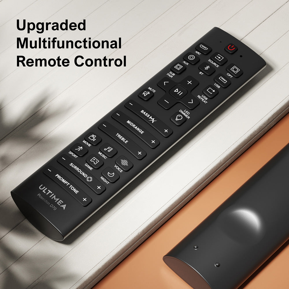 Ultimea Poseidon D70 Soundbar Subwoofer Speaker Kit, 7.1 Channel, 10 Bands Equalizer, 121 Preset EQ Matrices