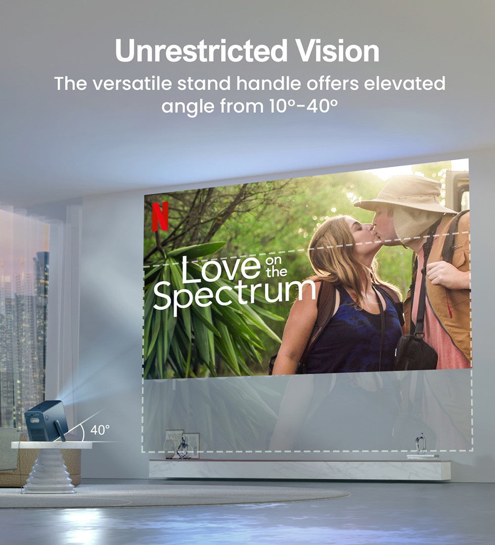 Ultimea Poseidon E40 Projector, 1000 ANSI Lumens, 4K Decoding, Native 1080P, Dolby Audio, 2 x 10W Speakers, WiFi 6, Bluetooth 5.3