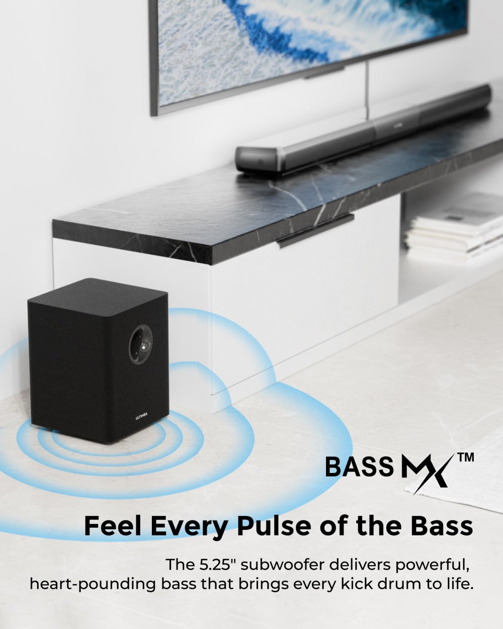 ULTIMEA Apollo S80 5.1 Soundbar, Smart APP Control, Dynamic Lighting Effects, RGB Light & Brightness Adjustment, 121 Preset EQ Matrices, Detachable Design