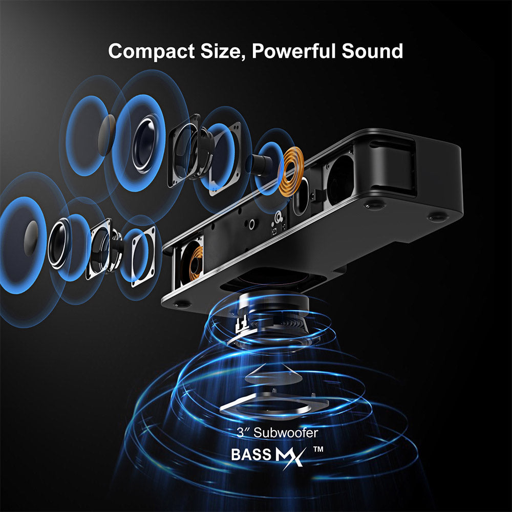 Ultimea Solo B30 Pro Soundbar, 2.1 Channel, Built-in 3'' Subwoofer, 120W Peak Power, 10 Bands Equalizer Settings, 121 Preset EQ Matrices, Bluetooth 5.3, App Control