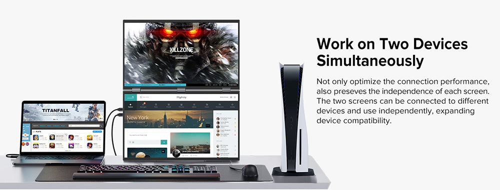 UPERFECT Delta 15.6-inch Dual Screen Portable Folding Monitor, 1920*1080 FHD IPS Screen, 60Hz Refresh Rate, 1000:1 Contrast Ratio, 360° Folding, Built-in Speaker, Built-in Stand & VESA Mountable, 2*Full-Featured Type-C, 2* mini HDMI - EU Plug