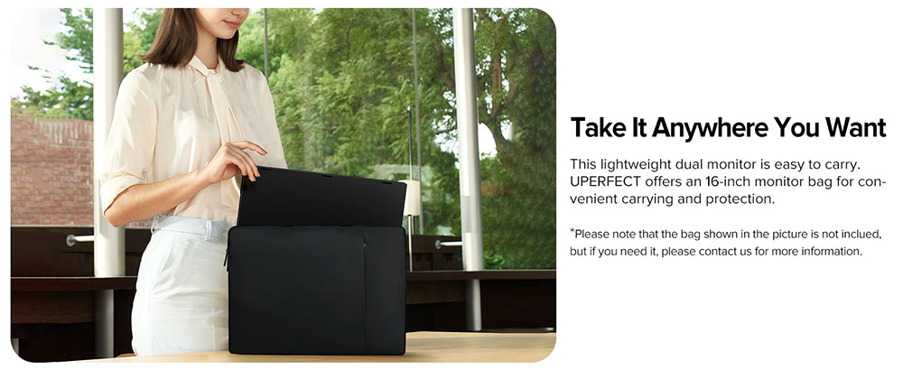 UPERFECT Delta 15.6-inch Dual Screen Portable Folding Monitor, 1920*1080 FHD IPS Screen, 60Hz Refresh Rate, 1000:1 Contrast Ratio, 360° Folding, Built-in Speaker, Built-in Stand & VESA Mountable, 2*Full-Featured Type-C, 2* mini HDMI - EU Plug