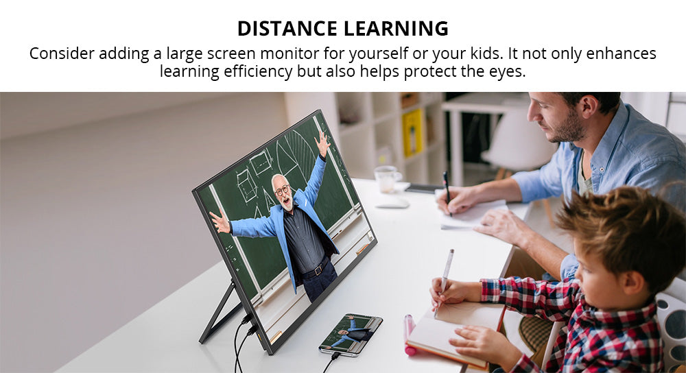 UPERFECT UMax22 22-inch Portable Monitor, 60Hz Refresh Rate, 2560*1440 IPS Screen, 100% sRGB, FreeSync, Built-in Speakers, Driver Free, HDR, Low Blue Light, 180° Adjustable Stand, 2*USB-C, 1*Mini HDMI, 1*Micro USB-B OTG, 1*Audio Jack - EU Plug