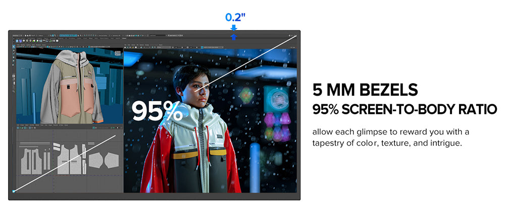 UPERFECT UMax22 22-inch Portable Monitor, 60Hz Refresh Rate, 2560*1440 IPS Screen, 100% sRGB, FreeSync, Built-in Speakers, Driver Free, HDR, Low Blue Light, 180° Adjustable Stand, 2*USB-C, 1*Mini HDMI, 1*Micro USB-B OTG, 1*Audio Jack - EU Plug