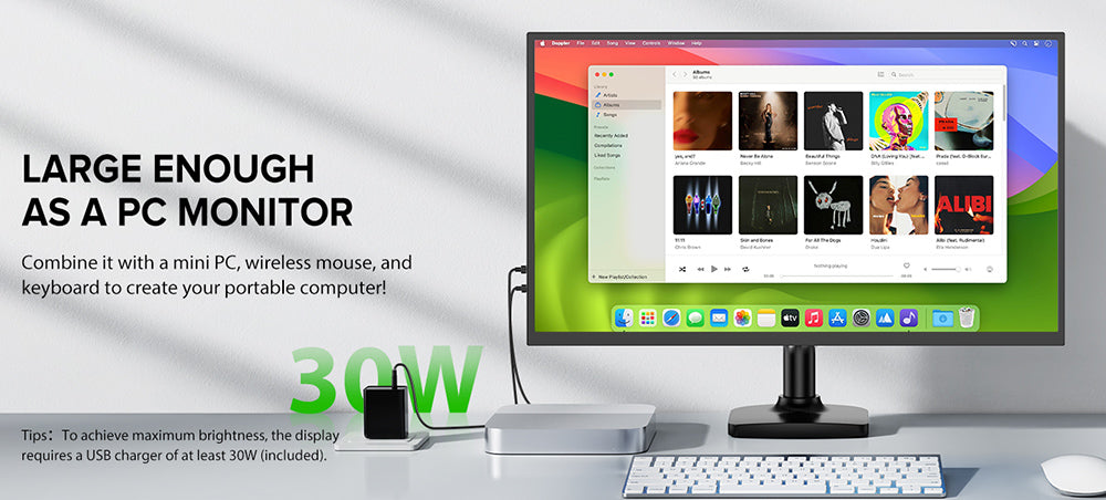 UPERFECT UMax22 22-inch Portable Monitor, 60Hz Refresh Rate, 2560*1440 IPS Screen, 100% sRGB, FreeSync, Built-in Speakers, Driver Free, HDR, Low Blue Light, 180° Adjustable Stand, 2*USB-C, 1*Mini HDMI, 1*Micro USB-B OTG, 1*Audio Jack - EU Plug