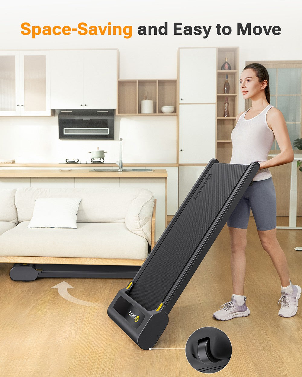 UREVO E3S Walking Treadmill with Incline, Quiet 2.25 HP Motor, LED Display, Remote Control, 0.9-6.4 kmph Speed, 265lbs/120kg Weight Capacity