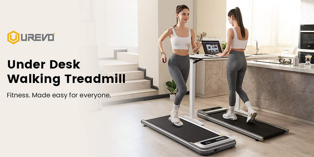 Urevo U1 Under Desk Walking Treadmill, 42x125cm Running Area, 2.25HP Motor, Max Load 120kg, LED Display, for Home