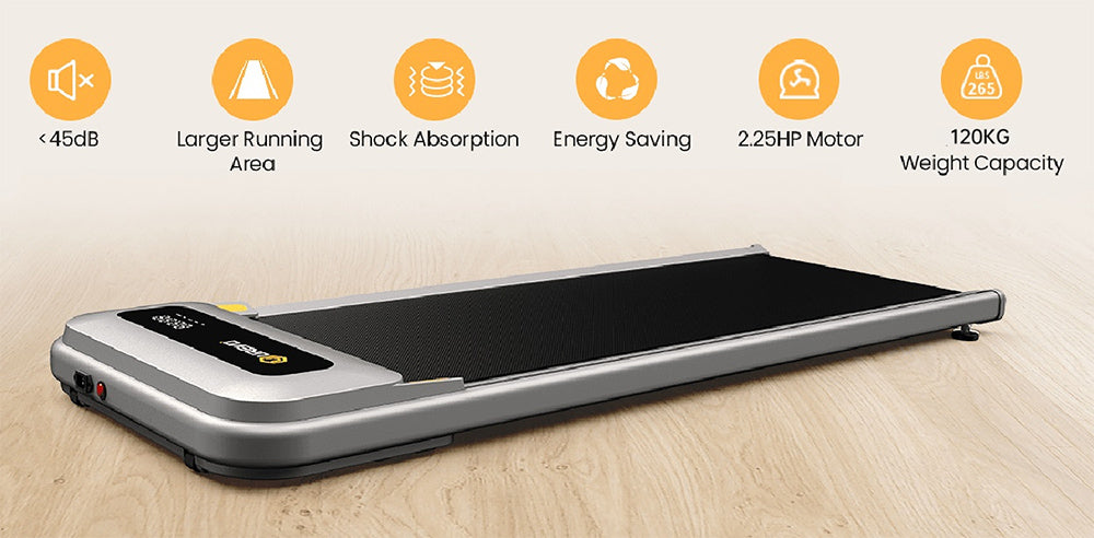 Urevo U1 Under Desk Walking Treadmill, 42x125cm Running Area, 2.25HP Motor, Max Load 120kg, LED Display, for Home