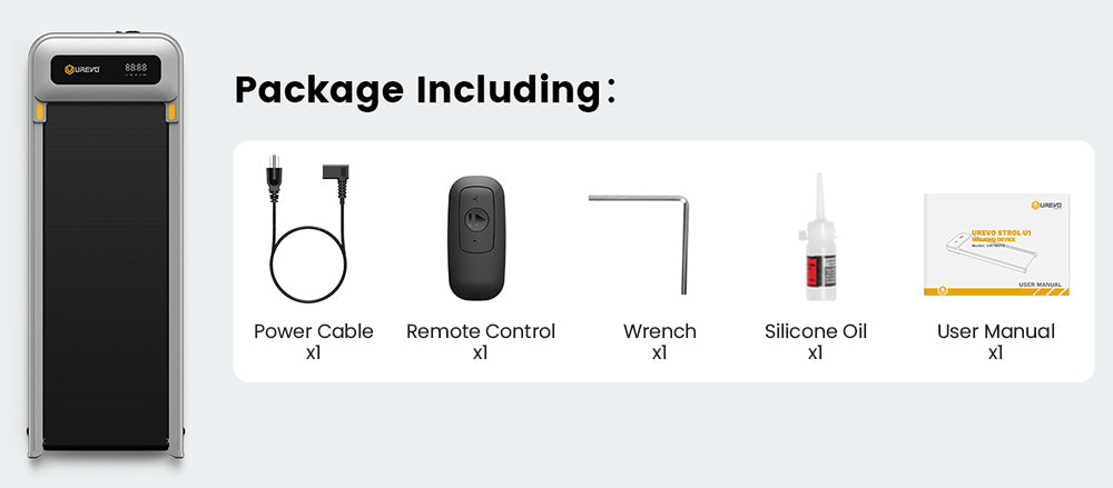 Urevo U1 Under Desk Walking Treadmill, 42x125cm Running Area, 2.25HP Motor, Max Load 120kg, LED Display, for Home