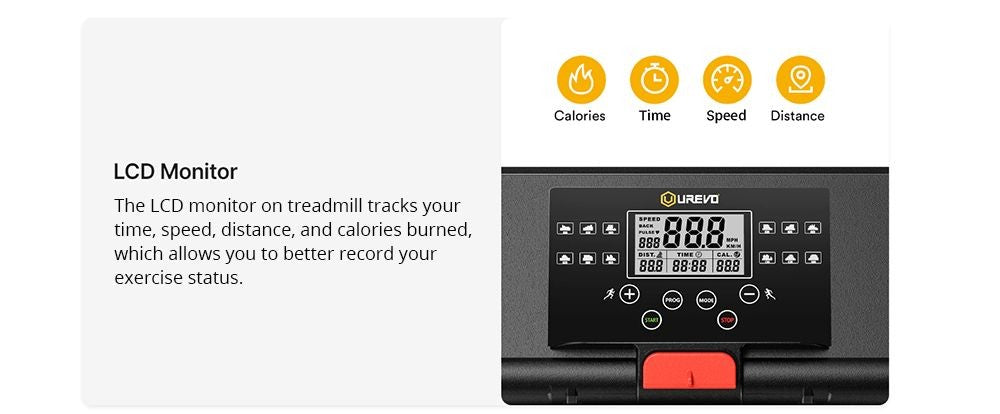 UREVO URTM006 Foldi mini Treadmill, Max Speed 1-10km/h, Walking Area 105*40cm, Max Load 100kg, 12 Built-in HIIT Programs