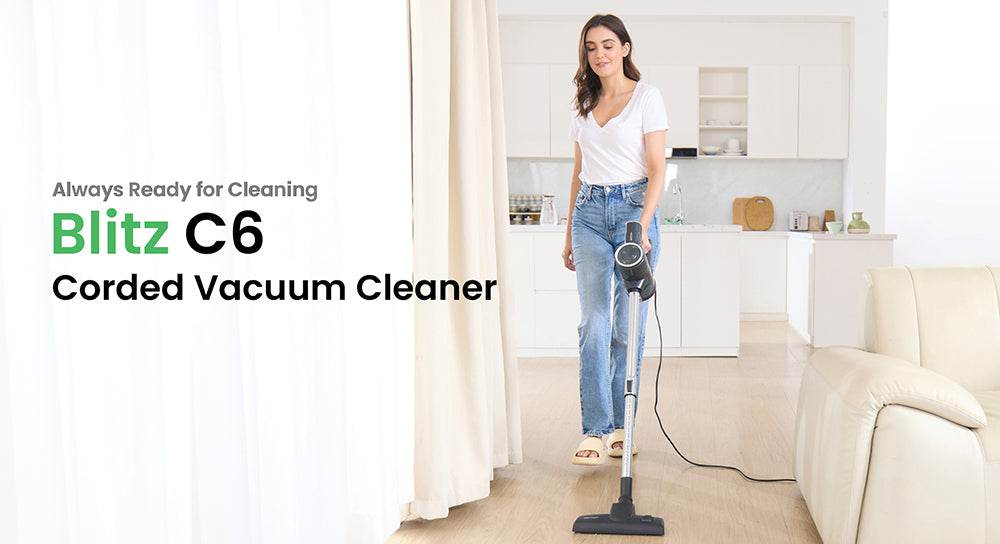 Vactidy C6 Corded Vacuum Cleaner, 18kPa Powerful Suction, 800ml Dust Box, with 7m Cable, 600W Motor, HEPA Filter, Anti-Overheating/Anti-scalding