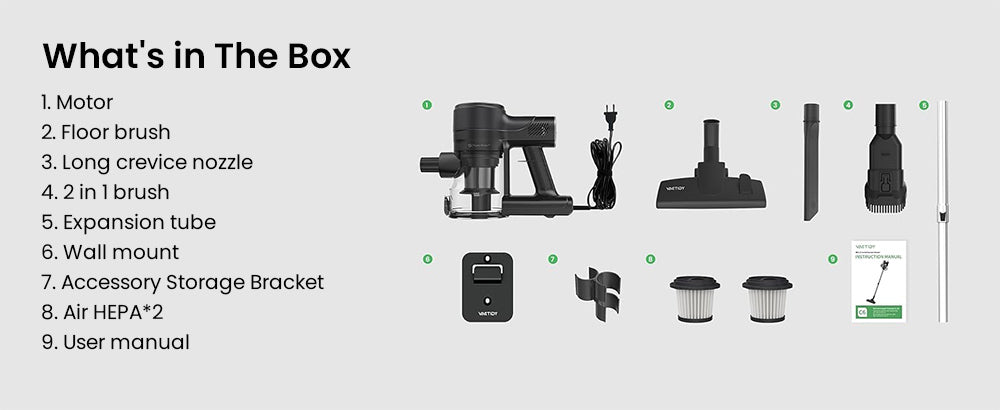 Vactidy C6 Corded Vacuum Cleaner, 18kPa Powerful Suction, 800ml Dust Box, with 7m Cable, 600W Motor, HEPA Filter, Anti-Overheating/Anti-scalding