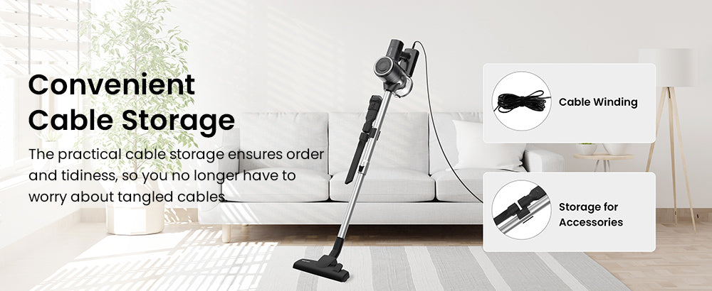 Vactidy C6 Corded Vacuum Cleaner, 18kPa Powerful Suction, 800ml Dust Box, with 7m Cable, 600W Motor, HEPA Filter, Anti-Overheating/Anti-scalding