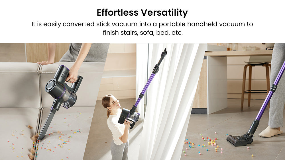 Vactidy V8 Pro Cordless Vacuum Cleaner, 25kPa Powerful Suction, Cyclonic Filtration System, 500ml Dust Cup, LED Touch Display, 180° Rotatable Brush Head, 35min Runtime, Self-Standing Design