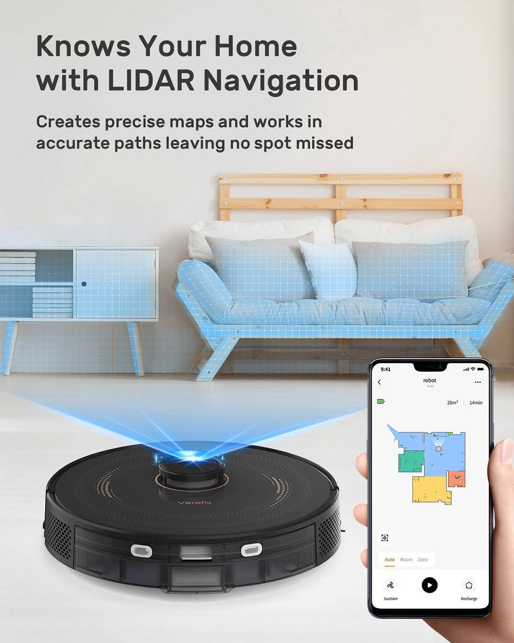 Verefa L11 Pro Robot Vacuum Cleaner, Self Emptying, 3000Pa Suction, LiDAR Navigation, 4L Dust Bag, Max 270 Mins Runtime, 70 Days Hands-Free Cleaning, App / Voice Control