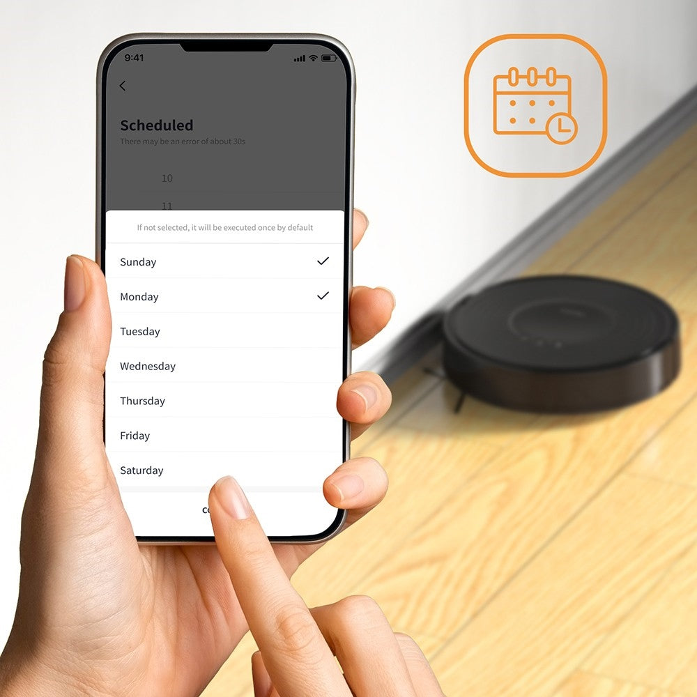 Verefa V60m Lite Robot Vacuum Cleaner, 2700Pa Max Suction, 2 in 1 Vacuuming Mopping, 250ml Dust Box, Max 150 Mins Runtime, App/Voice Control - Black
