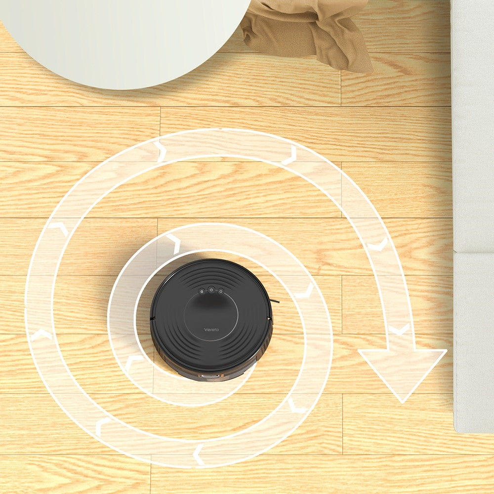 Verefa V60m Lite Robot Vacuum Cleaner, 2700Pa Max Suction, 2 in 1 Vacuuming Mopping, 250ml Dust Box, Max 150 Mins Runtime, App/Voice Control - Black