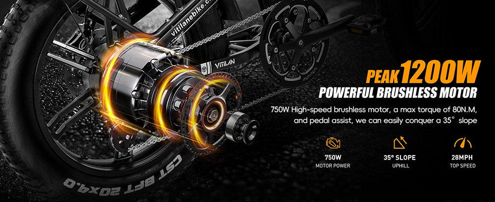 Vitilan I7 Pro 3.0 Electric Bike, 750W Motor, 48V 20Ah Battery, 20*4.0-inch Fat Tire, 45km/h Max Speed, 110km Max Range, Hydraulic Disc Brake, Hydraulic Suspension Rear Shock, Air Suspension Front Fork, Shimano 8 Speed - Black