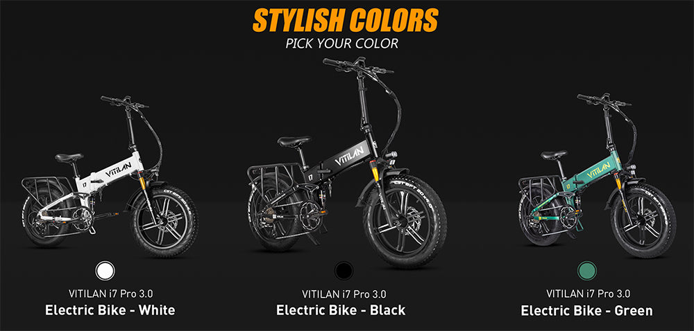 Vitilan I7 Pro 3.0 Electric Bike, 750W Motor, 48V 20Ah Battery, 20*4.0-inch Fat Tire, 45km/h Max Speed, 110km Max Range, Hydraulic Disc Brake, Hydraulic Suspension Rear Shock, Air Suspension Front Fork, Shimano 8 Speed - Black