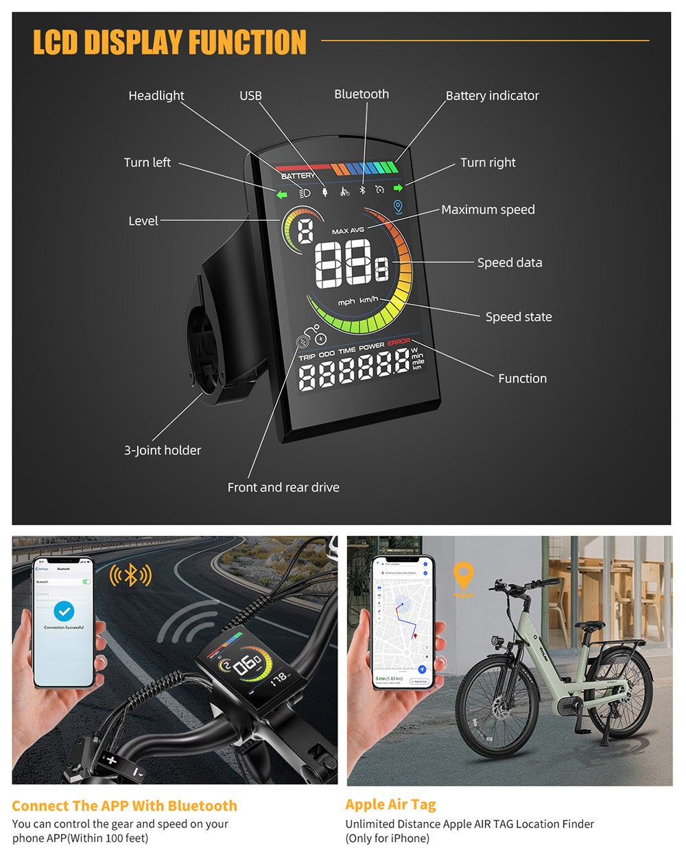 Vitilan L5 Electric Bike, 500W Motor, 48V 15Ah Battery, 26*2.4-inch Tire, 40km/h Max Speed, 105km Range, Hydraulic Disc Brakes, Adjustable Spring Suspension Fork, Shimano 7-speed, Intelligent Color Display - Green