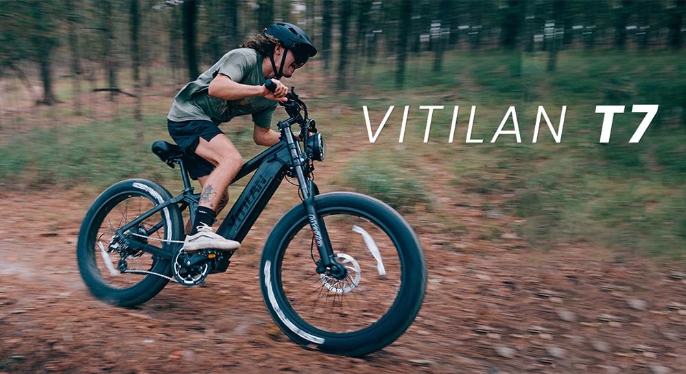 Vitilan T7 Mountain Electric Bike, 26*4.0-inch CST Fat Tires 750W Bafang Motor 48V 20Ah Battery 28mph Max Speed 80miles Max Range Backlit LCD Display Front & Rear Hydraulic Disc Brakes SHIMANO 8-Speed - Black