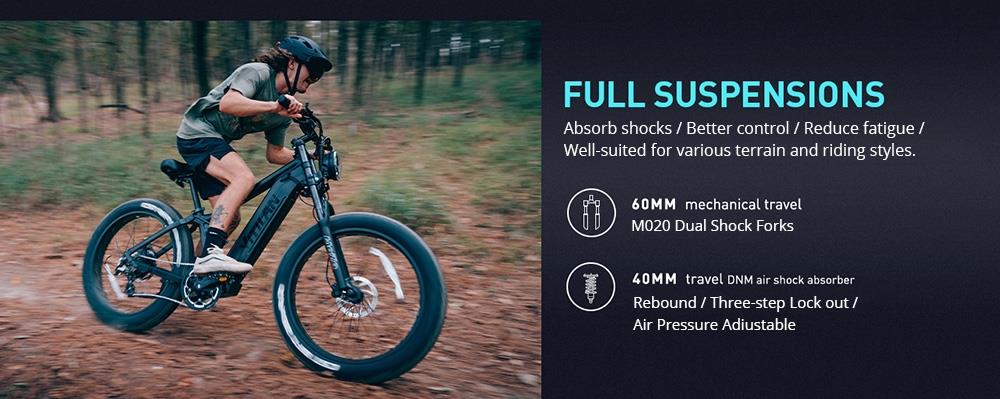 Vitilan T7 Mountain Electric Bike, 26*4.0-inch CST Fat Tires 750W Bafang Motor 48V 20Ah Battery 28mph Max Speed 80miles Max Range Backlit LCD Display Front & Rear Hydraulic Disc Brakes SHIMANO 8-Speed - Black