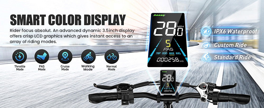 Vitilan U3 Electric Bike, 750W Motor, 48V 13AH Battery, 20*4.0-inch Tires, 45km/h Max Speed, 65km Max Range, Mechanical Disc Brake, Suspension Front Fork, Shimano 7 Speed, LCD Display - Black