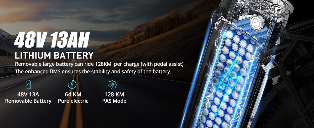 Vitilan U3 Electric Bike, 750W Motor, 48V 13AH Battery, 20*4.0-inch Tires, 45km/h Max Speed, 65km Max Range, Mechanical Disc Brake, Suspension Front Fork, Shimano 7 Speed, LCD Display - Black