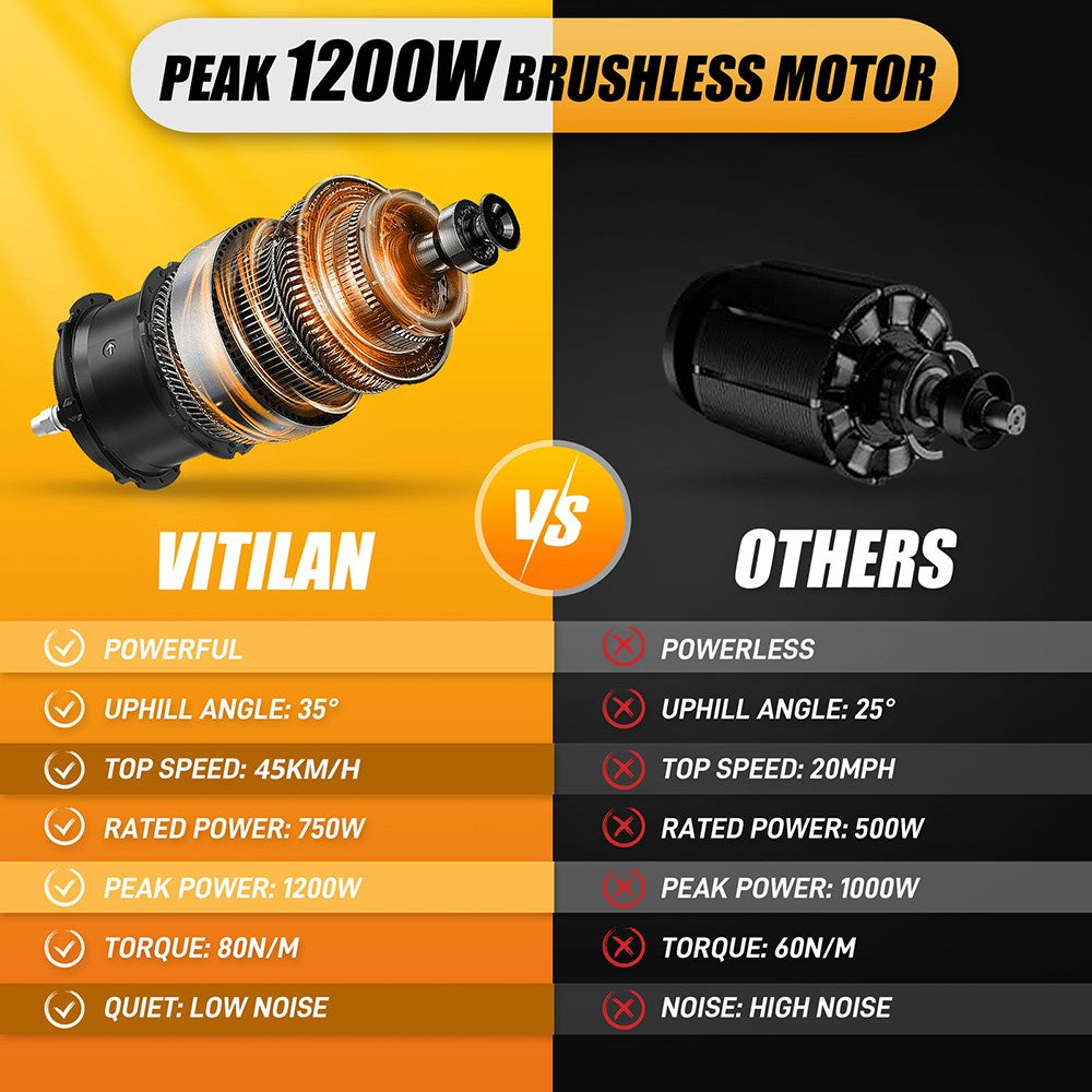 Vitilan V3 2.0 Electric Bike, 750W Motor, 48V 13Ah Battery, 26*4.0-inch CST Fat Tires, 45km/h Max Speed, 73km Range, Hydraulic Disc Brake, Suspension Front Fork, Shimano 7-speed, Color Display - Black