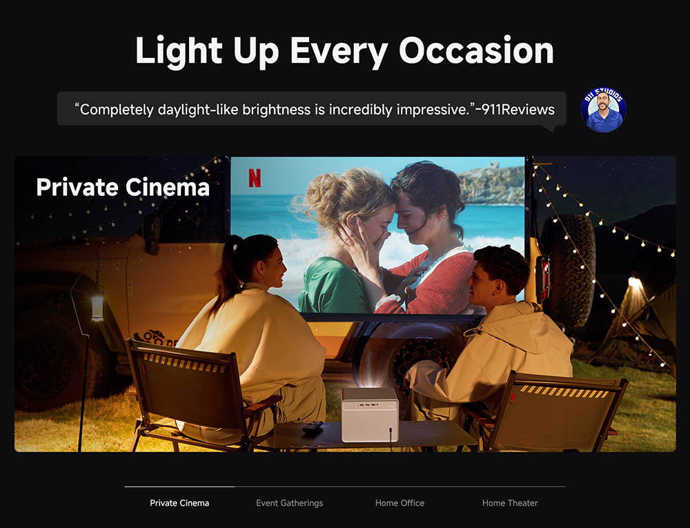 [Netflix 1080P] WANBO DaVinci 1 Pro Projector, Android 11, 600 ANSI Lumens, HDR 10, 5G WiFi Bluetooth, Auto-Focus/Auto Keystone Correction/Auto Screen Fit/Obstacle Avoidance, YouTube/Disney/Prime Video Preinstalled