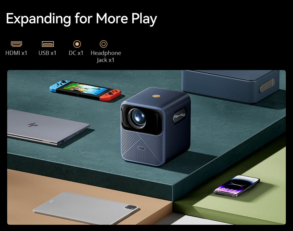 Wanbo Mozart 1 Pro LCD Projector, 900 ANSI, Native 1080P, Android TV 11, Auto Focus, Object Avoidance - EU Plug