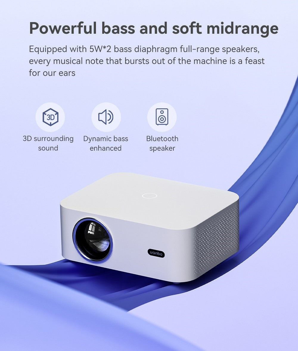 WANBO X2 Pro Projector, Dual-Band Wifi 6, Bluetooth 5.0, Android 9.0 - EU Plug