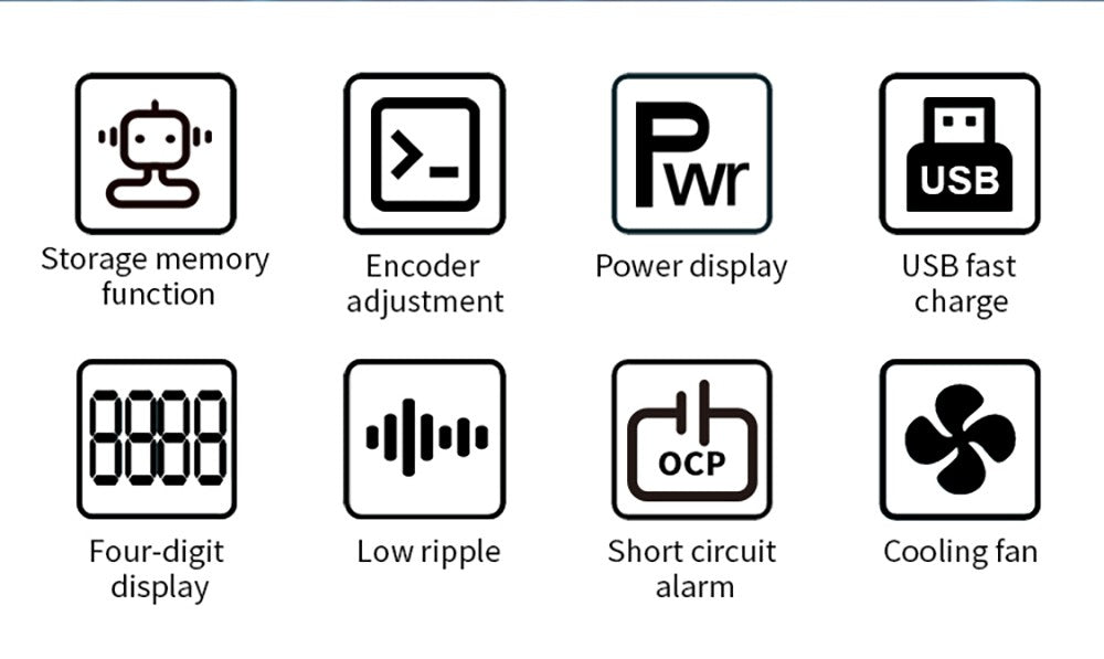 WANPTEK APS1203H Programmable Regulated DC Power Supply, 120V 3A, Storage Memory Function, Encoder Adjustment, USB Fast Charge, 4-Digit Display, Low Ripple, Cooling Fan - UK Plug