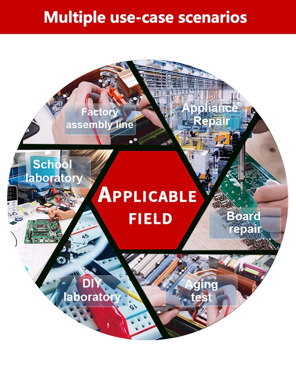 WANPTEK APS1203H Programmable Regulated DC Power Supply, 120V 3A, Storage Memory Function, Encoder Adjustment, USB Fast Charge, 4-Digit Display, Low Ripple, Cooling Fan - UK Plug