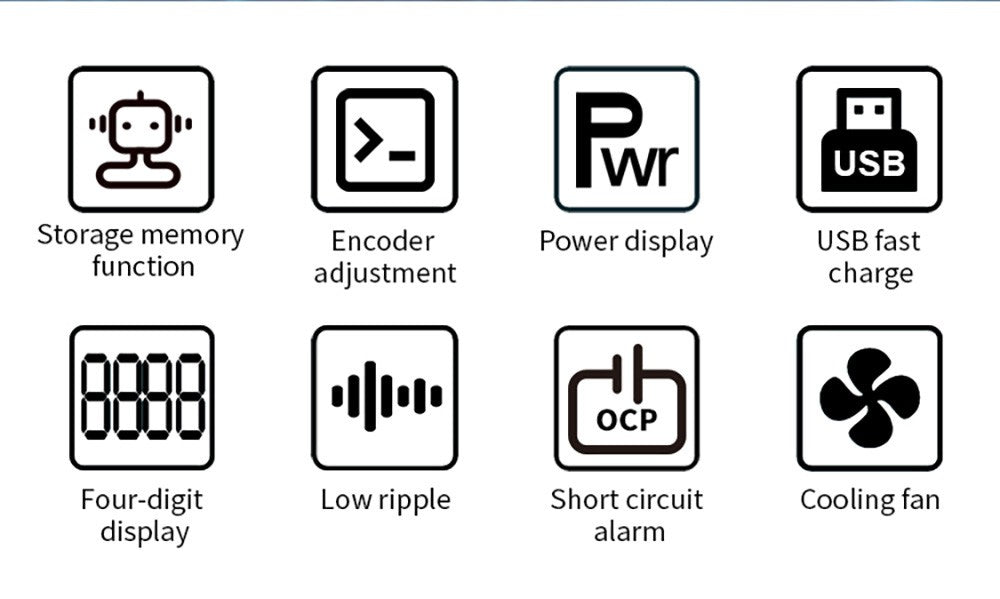 WANPTEK APS3010H Programmable Regulated DC Power Supply, 30V 10A, Storage Memory Function, Encoder Adjustment, USB Fast Charge, 4-Digit Display, Low Ripple, Cooling Fan - US Plug