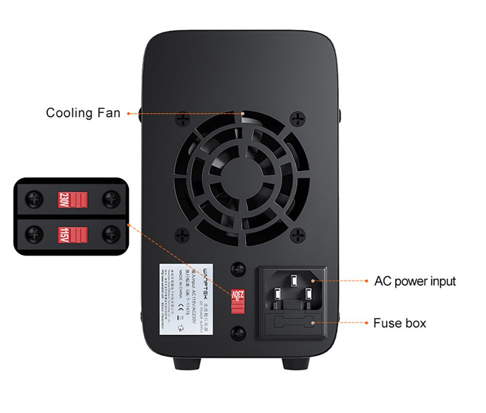 WANPTEK APS3010H Programmable Regulated DC Power Supply, 30V 10A, Storage Memory Function, Encoder Adjustment, USB Fast Charge, 4-Digit Display, Low Ripple, Cooling Fan - US Plug
