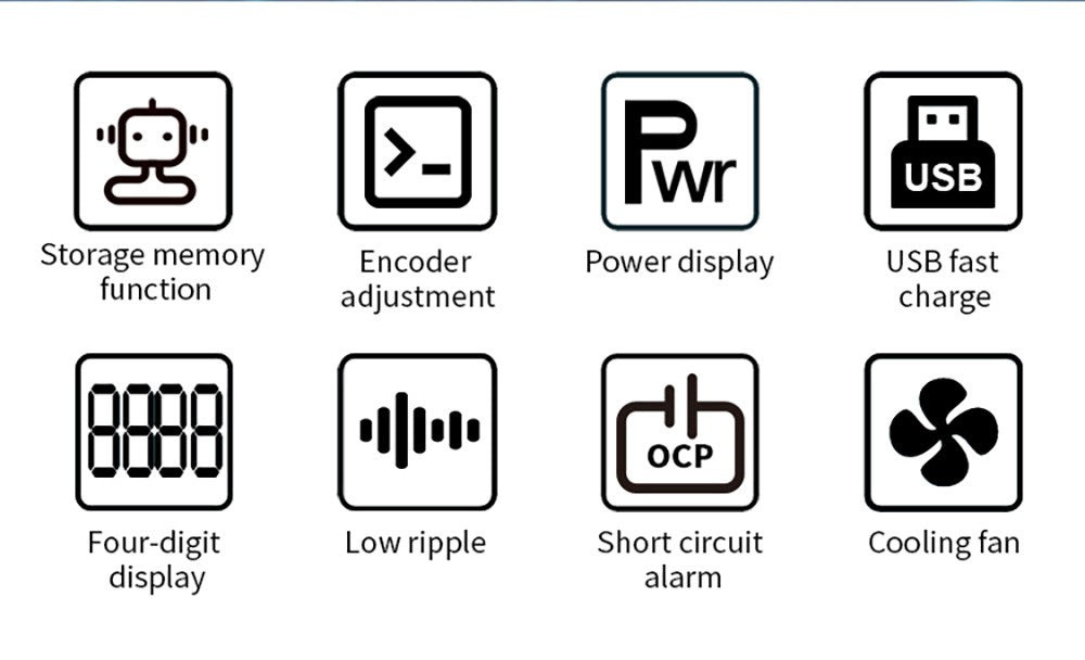 WANPTEK APS605H Programmable Regulated DC Power Supply, 60V 5A, Storage Memory Function, Encoder Adjustment, USB Fast Charge, 4-Digit Display, Low Ripple, Cooling Fan - EU Plug