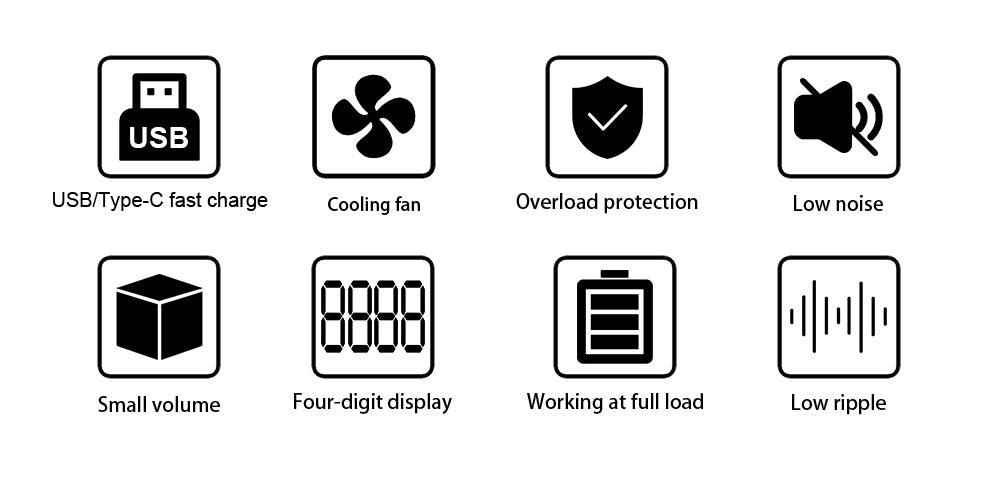 WANPTEK DPS3010U Solid-state Adjustable Regulated DC Power Supply, 30V 10A, Encoder Adjustment, USB Type-C Fast Charge, 4-Digit Display, Low Ripple, Low Noise, Cooling Fan Black - UK Plug