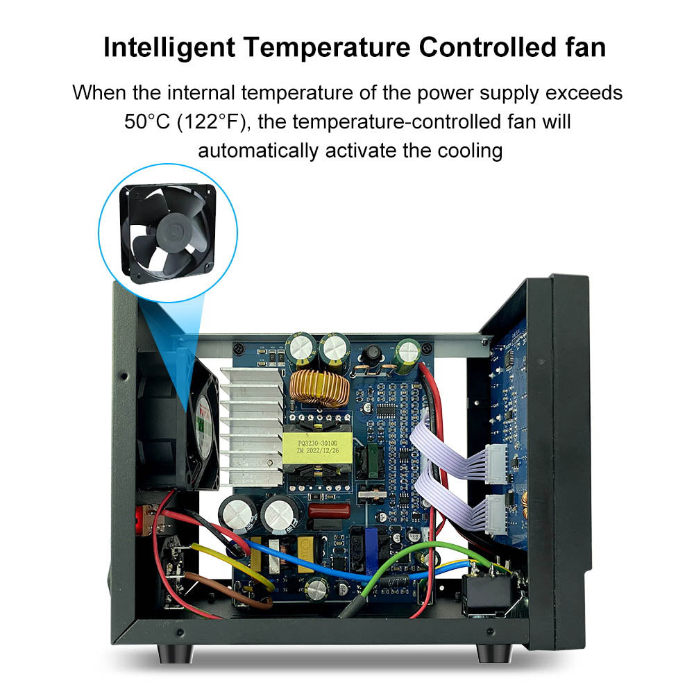WANPTEK DPS3010U Solid-state Adjustable Regulated DC Power Supply, 30V 10A, Encoder Adjustment, USB Type-C Fast Charge, 4-Digit Display, Low Ripple, Low Noise, Cooling Fan Black - UK Plug