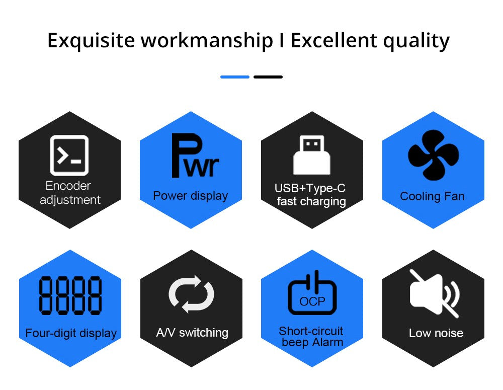 WANPTEK TPS3010 Adjustable Regulated DC Power Supply, 30V 10A, Encoder Adjustment, USB Type-C Fast Charge, 4-Digit Display, Low Noise, A/V Switching, Cooling Fan White - UK Plug