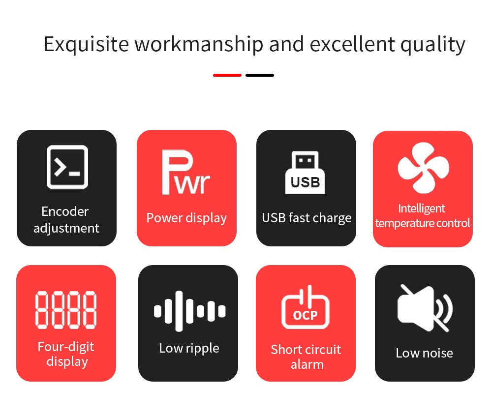 WANPTEK WPS1602 Programmable Regulated DC Power Supply, 160V 2A, Encoder Adjustment, USB Fast Charge, Intelligent Temperature Control, 4-Digit Display, Low Ripple, Low Noise White - UK Plug