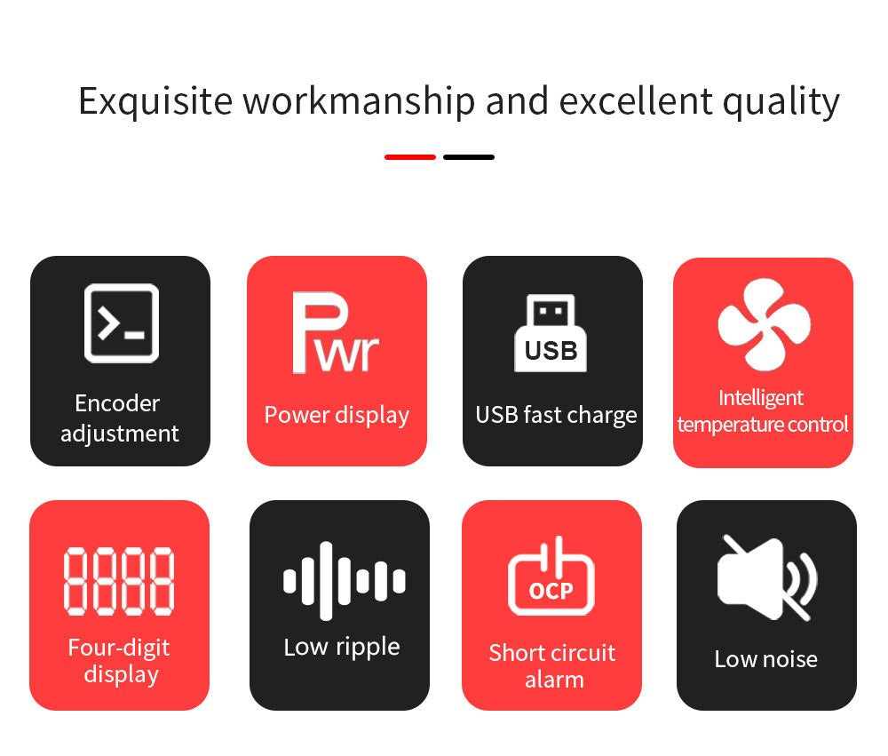 WANPTEK WPS3010 Programmable Regulated DC Power Supply, 30V 10A, Encoder Adjustment, USB Fast Charge, Intelligent Temperature Control, 4-Digit Display, Low Ripple, Low Noise Black - US Plug