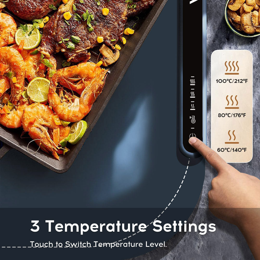 Willing BW614 Electric Warming Tray, 250W Power, 3 Temp Setting, Easy to Clean with Nano-Material, Auto Shut-Off