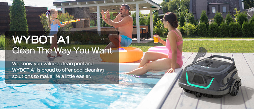 WYBOT A1 Cordless Pool Robot Vacuum, Double Filters, 120min Runtime, 2.5H Fast Charging, for Above Ground Flat-Bottom Pools, Black
